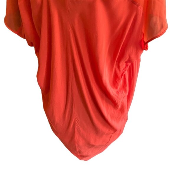 Helmut Lang Oasis Draped Voile Chiffon Dress in Anemone (Orange) - Picture 9 of 16